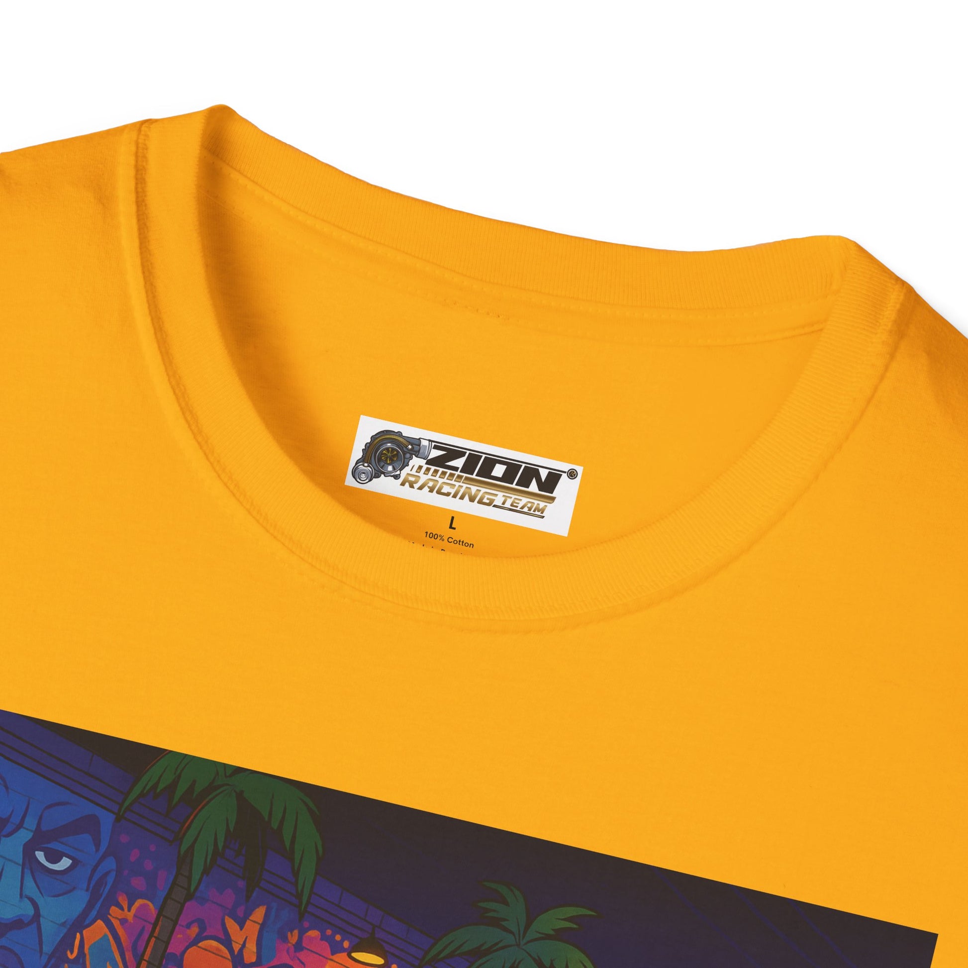 Neon Graffiti Car Art T-Shirt, Cool Urban Fashion Tee, Graphic Tee for Car Lovers, Street Style Apparel, Gift for Him/Her