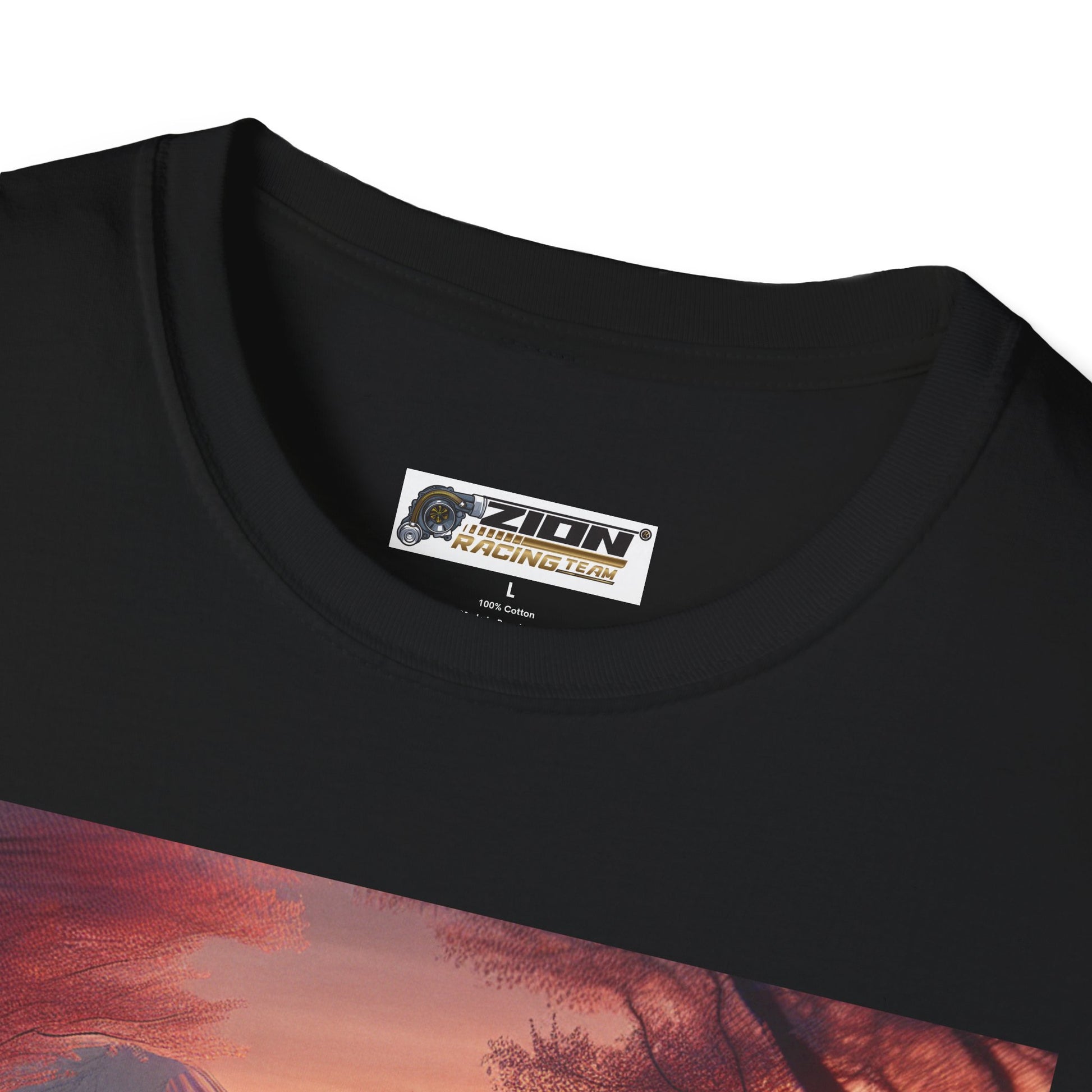Scenic Sunset Car T-Shirt - Unisex Softstyle Tee, Perfect for Car Lovers, Gift for Birthdays, Road Trip Outfit, Casual Wear