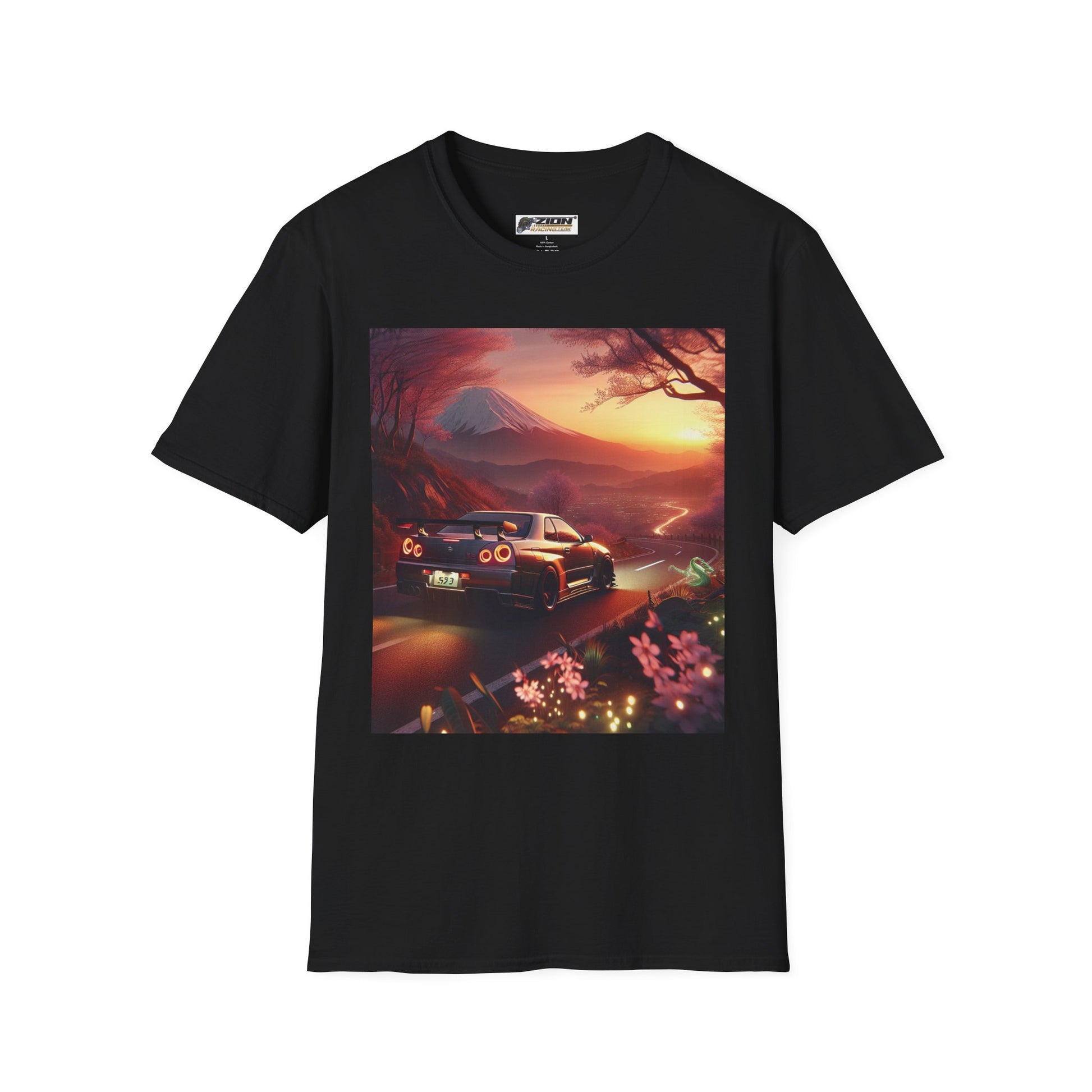 Scenic Sunset Car T-Shirt - Unisex Softstyle Tee, Perfect for Car Lovers, Gift for Birthdays, Road Trip Outfit, Casual Wear